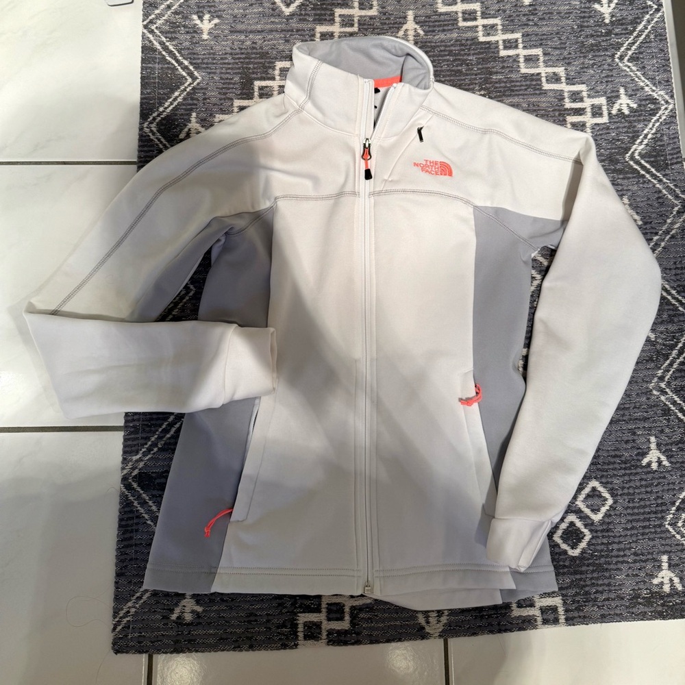 The North Face Performance Tech Fleece Pink Gray White Jacket Zip Up